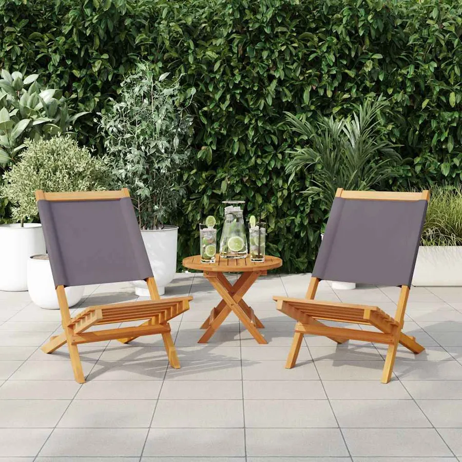 Chaises de jardin lot de 2 anthracite bois acacia massif tissu - 2