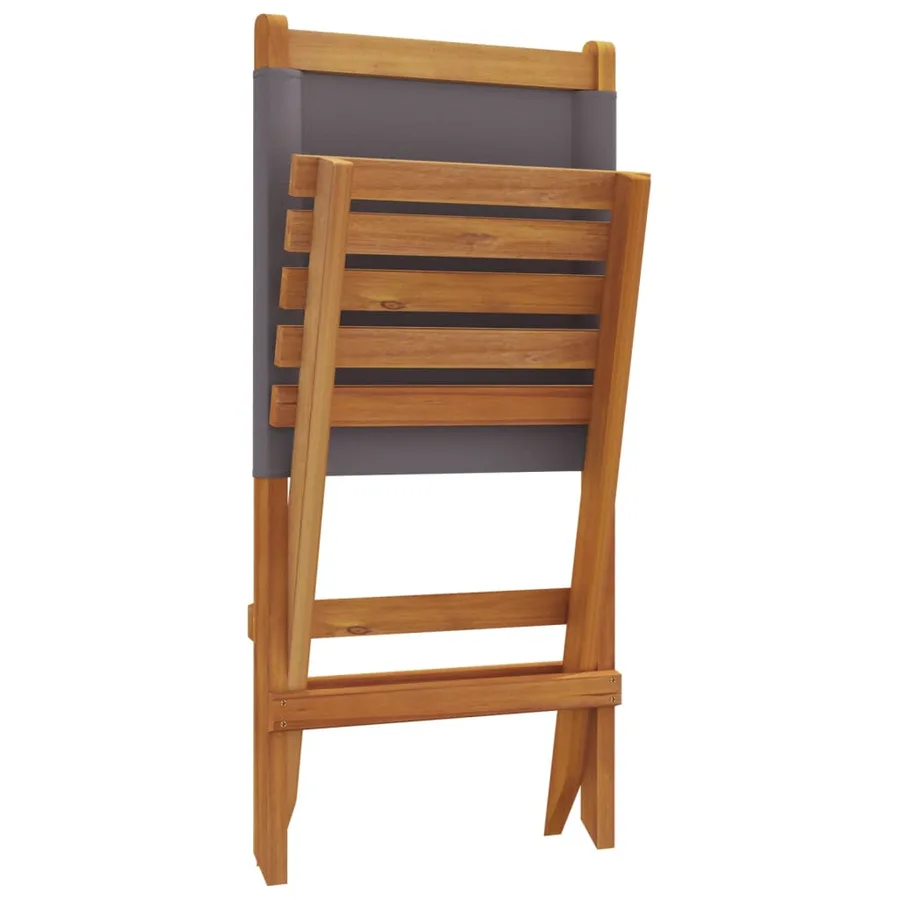 Chaises de jardin pliantes lot de 6 tissu et bois massif - 8