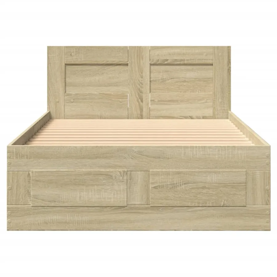 Cadre de lit et tête de lit sans matelas chêne sonoma 75x190 cm - 5
