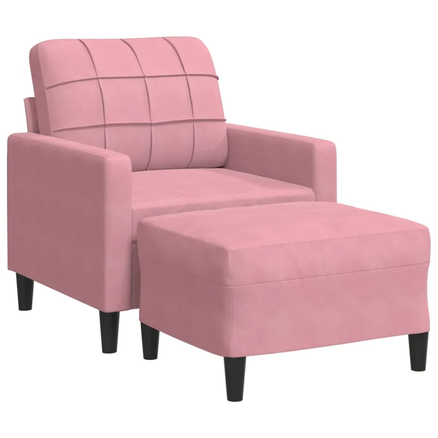Fauteuil avec repose-pied Rose 60 cm Velours - 2