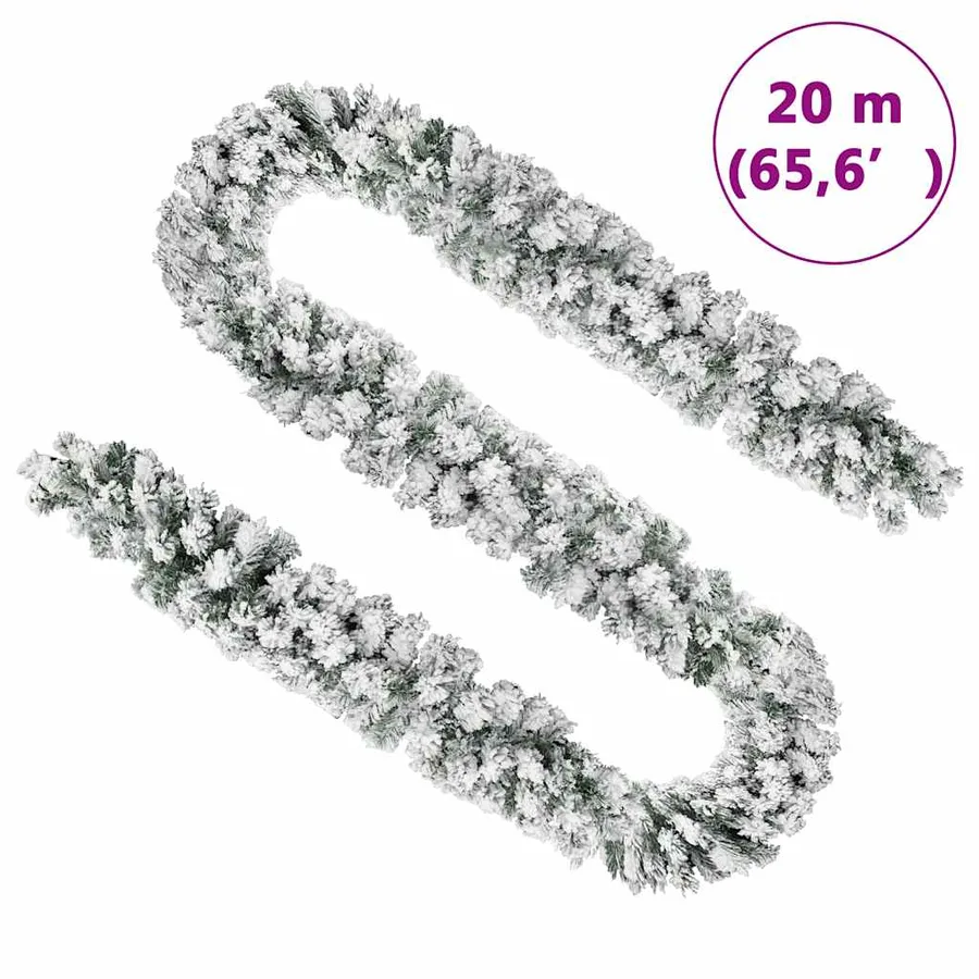 Guirlande de Noël avec neige floquée Vert 20 m PVC - 5