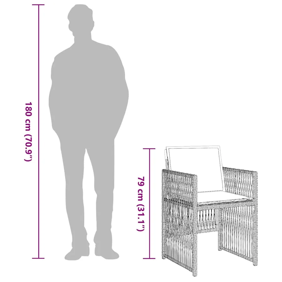 Ensemble à manger de jardin et coussins 13 pcs gris clair rotin - 9