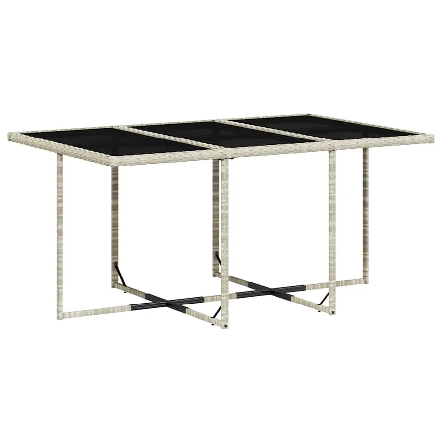 Ensemble à manger de jardin 11pcs avec coussins gris poly rotin - 3