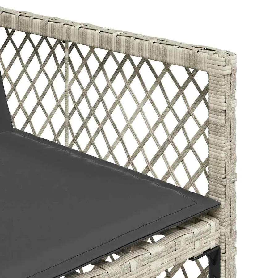 Ensemble à manger de jardin 11pcs avec coussins gris poly rotin - 7