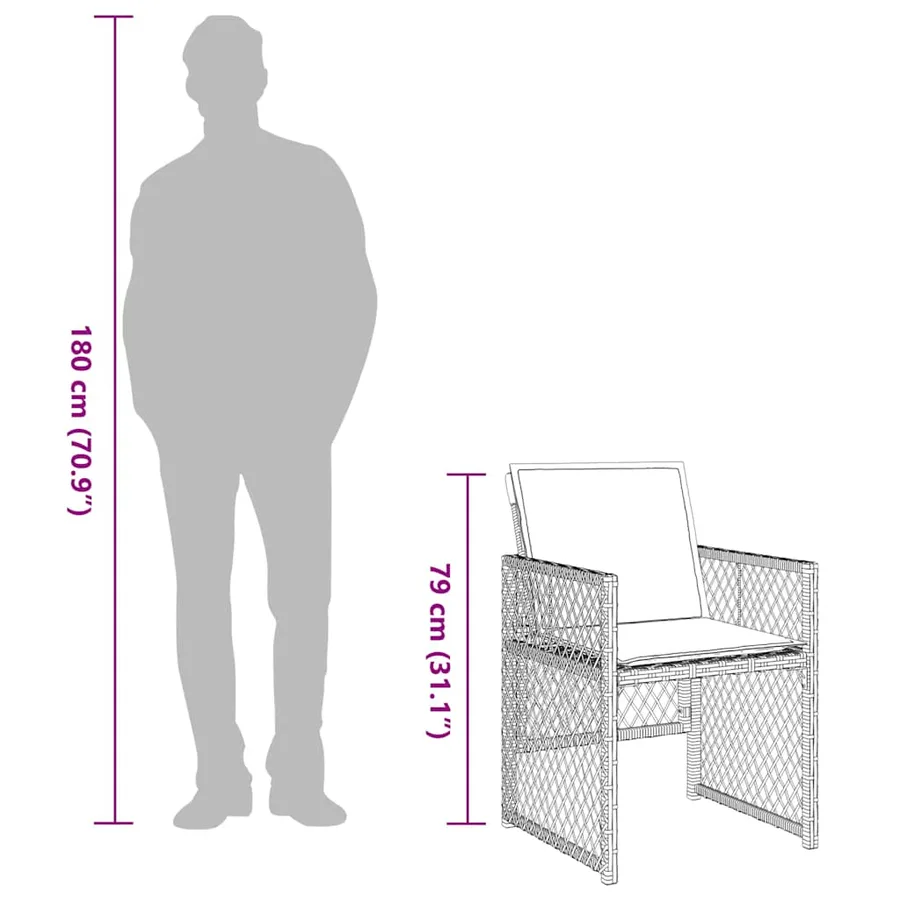 Ensemble à manger de jardin et coussins 9 pcs gris clair rotin - 10