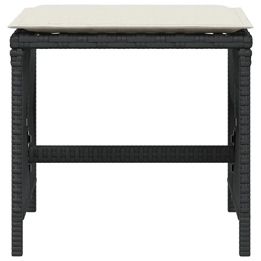 Tabourets de jardin et coussins lot de 4 noir 41x41x36 cm rotin - 5