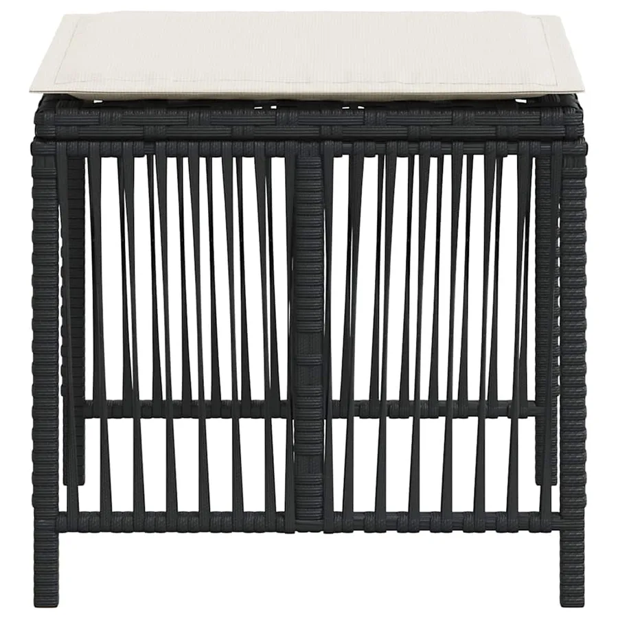 Tabourets de jardin et coussins lot de 4 noir 41x41x36 cm rotin - 6