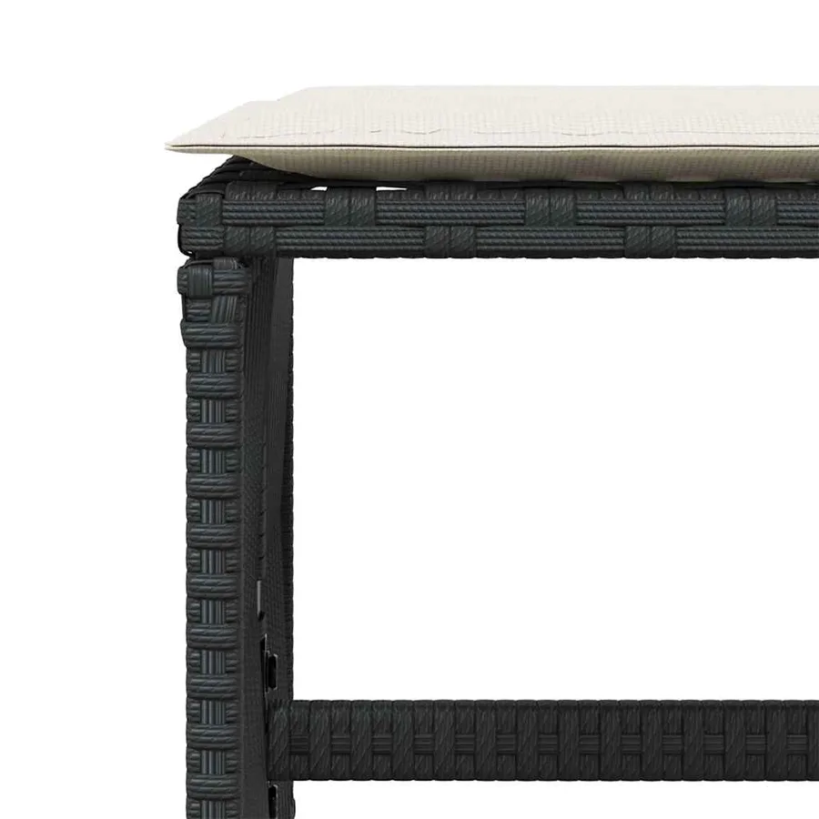 Tabourets de jardin et coussins lot de 4 noir 41x41x36 cm rotin - 8