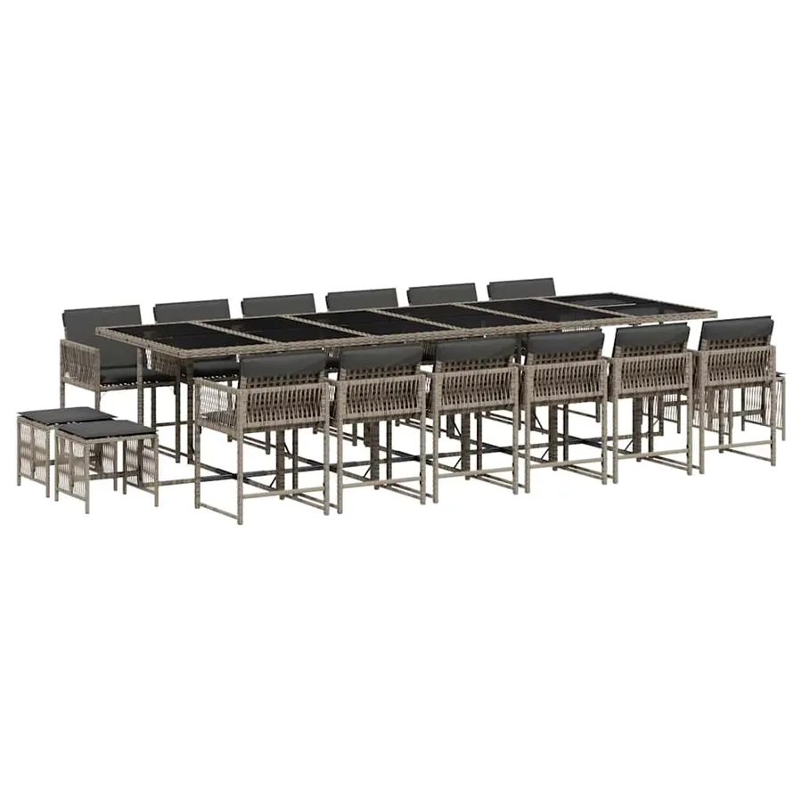 Ensemble à manger de jardin 17 pcs et coussins résine tressée - 2