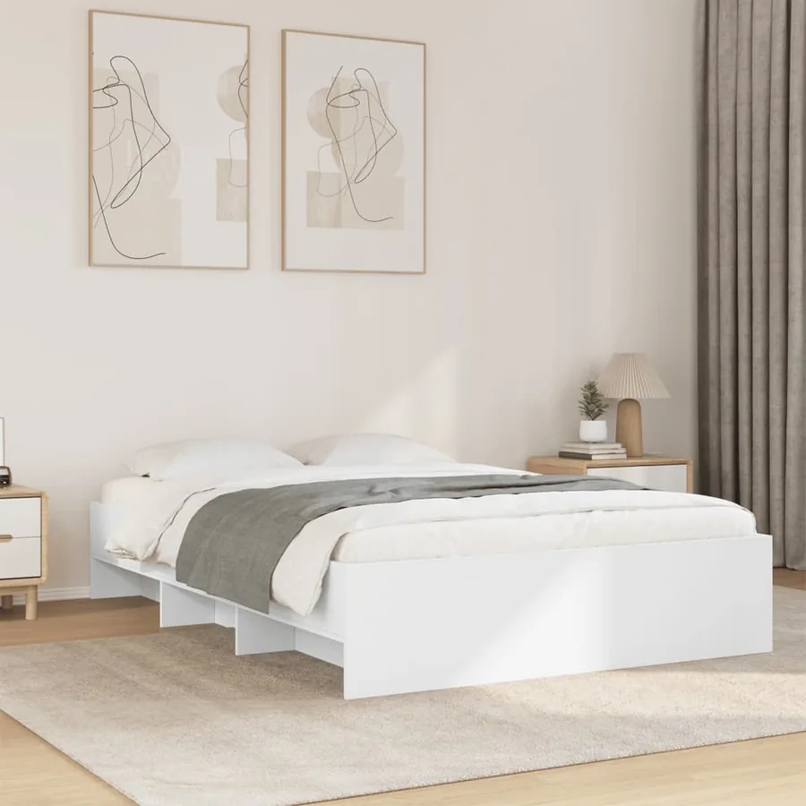 Cadre de lit sans matelas blanc 120x190 cm bois d'ingénierie