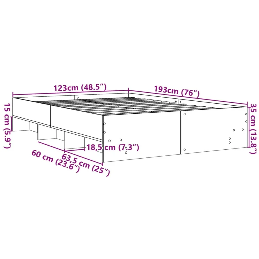 Cadre de lit sans matelas blanc 120x190 cm bois d'ingénierie - 10