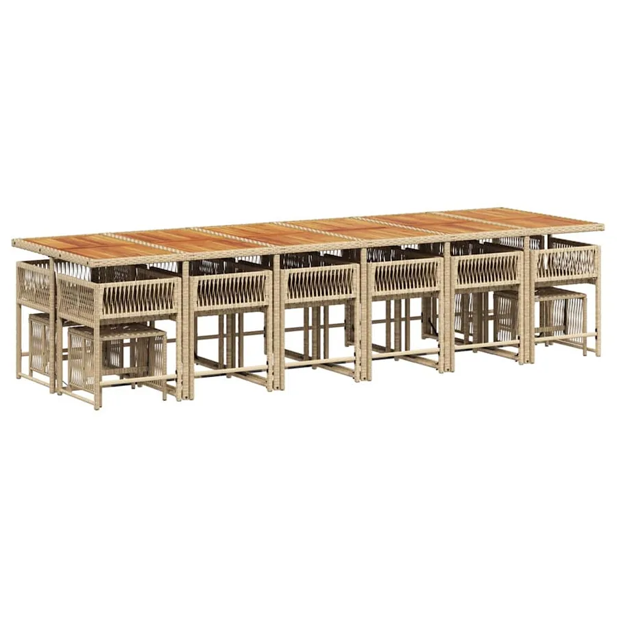 Ensemble à manger de jardin et coussins 17 pcs beige - 3