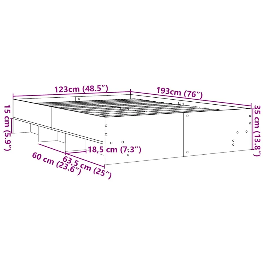 Cadre de lit sans matelas chêne sonoma 120x190 cm - 10