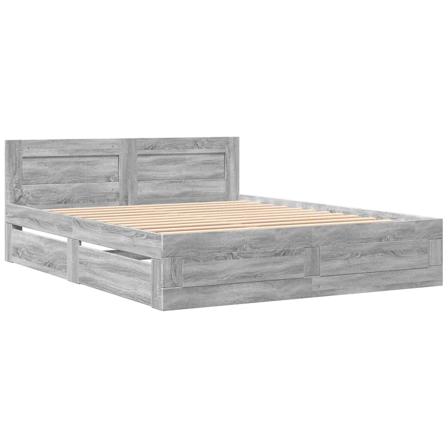 Cadre de lit et tête de lit sans matelas sonoma gris 160x200 cm - 3