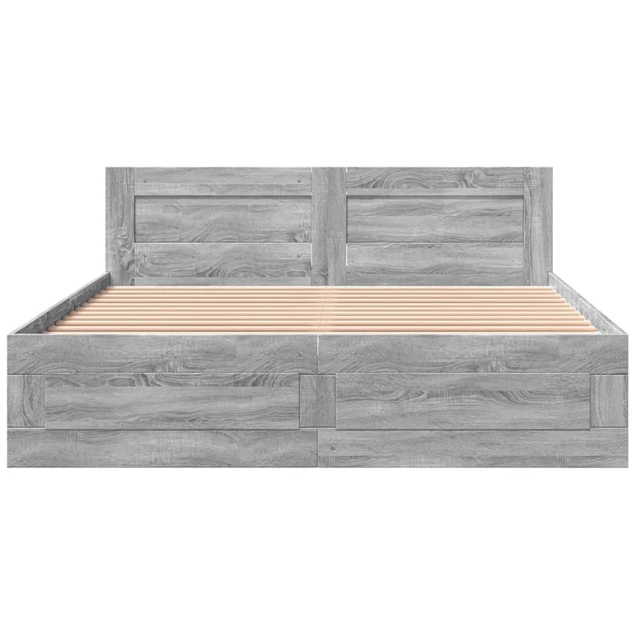 Cadre de lit et tête de lit sans matelas sonoma gris 160x200 cm - 5