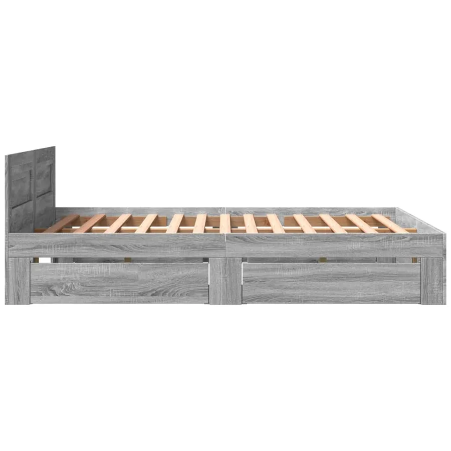 Cadre de lit et tête de lit sans matelas sonoma gris 160x200 cm - 6