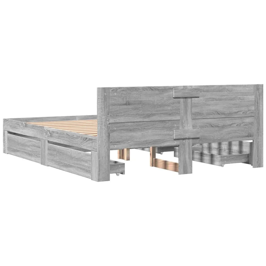 Cadre de lit et tête de lit sans matelas sonoma gris 160x200 cm - 7
