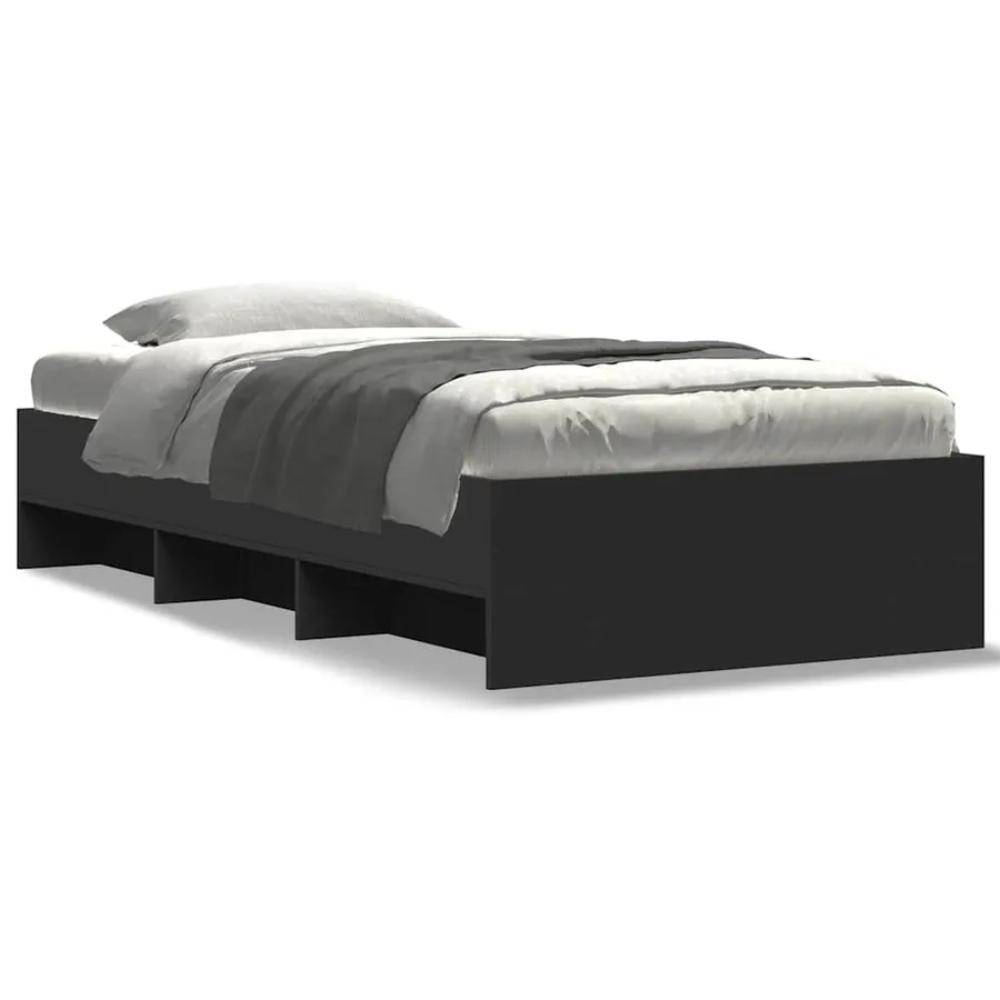 Cadre de lit sans matelas noir 75x190 cm bois ingénierie - 2
