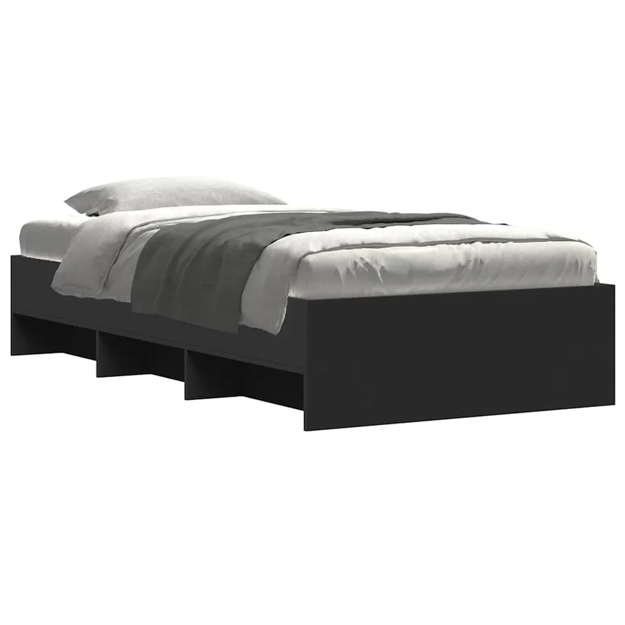Cadre de lit sans matelas noir 75x190 cm bois ingénierie - 3