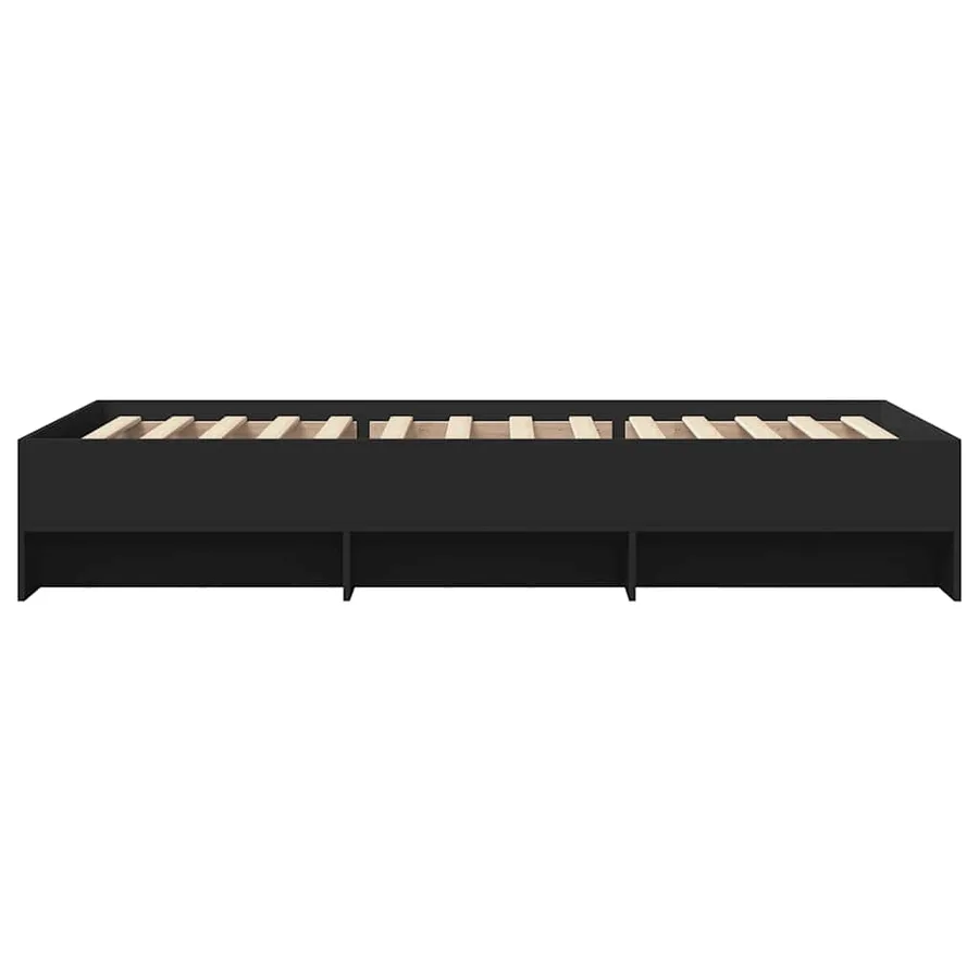 Cadre de lit sans matelas noir 75x190 cm bois ingénierie - 6