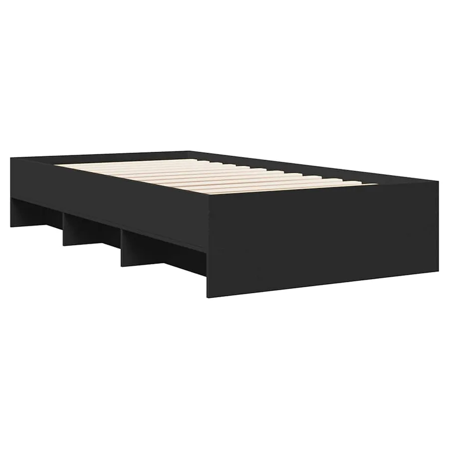 Cadre de lit sans matelas noir 75x190 cm bois ingénierie - 7