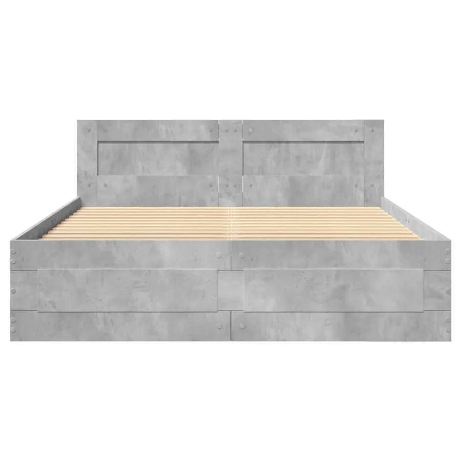 Cadre de lit et tête de lit sans matelas gris béton 120x200 cm - 5