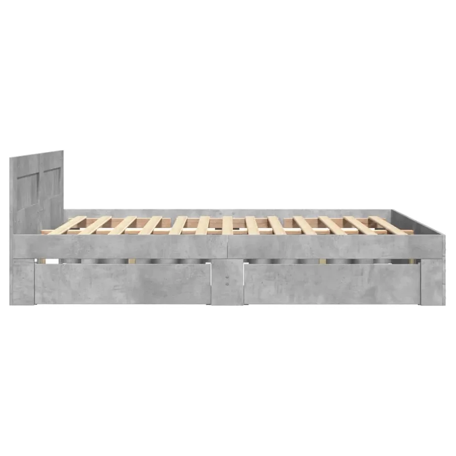 Cadre de lit et tête de lit sans matelas gris béton 120x200 cm - 6