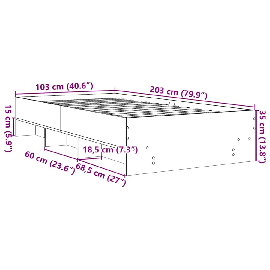 Cadre de lit sans matelas chêne sonoma 100x200 cm - 10