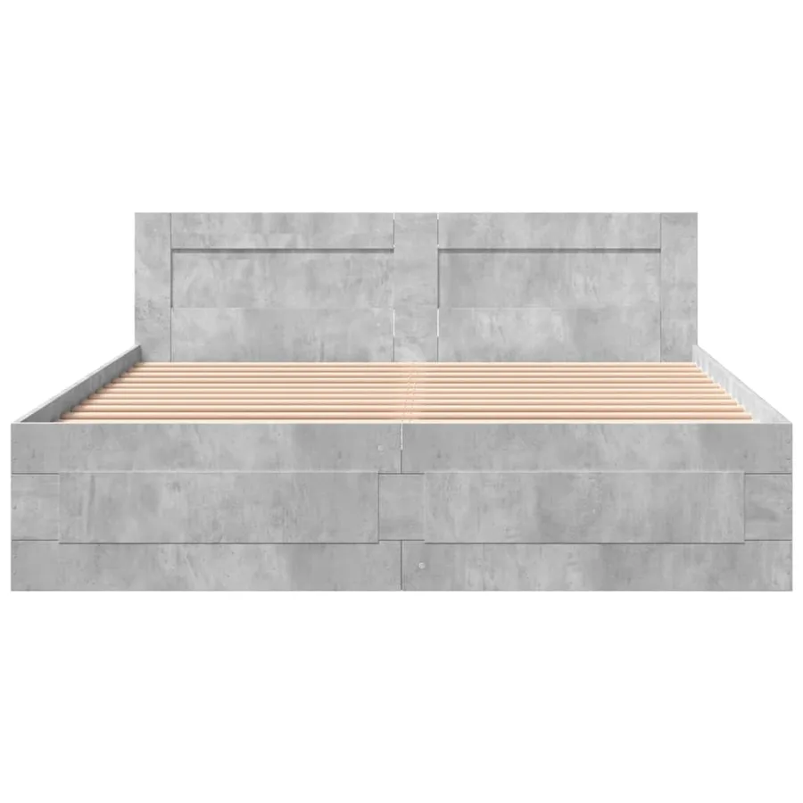 Cadre de lit et tête de lit sans matelas gris béton 150x200 cm - 5