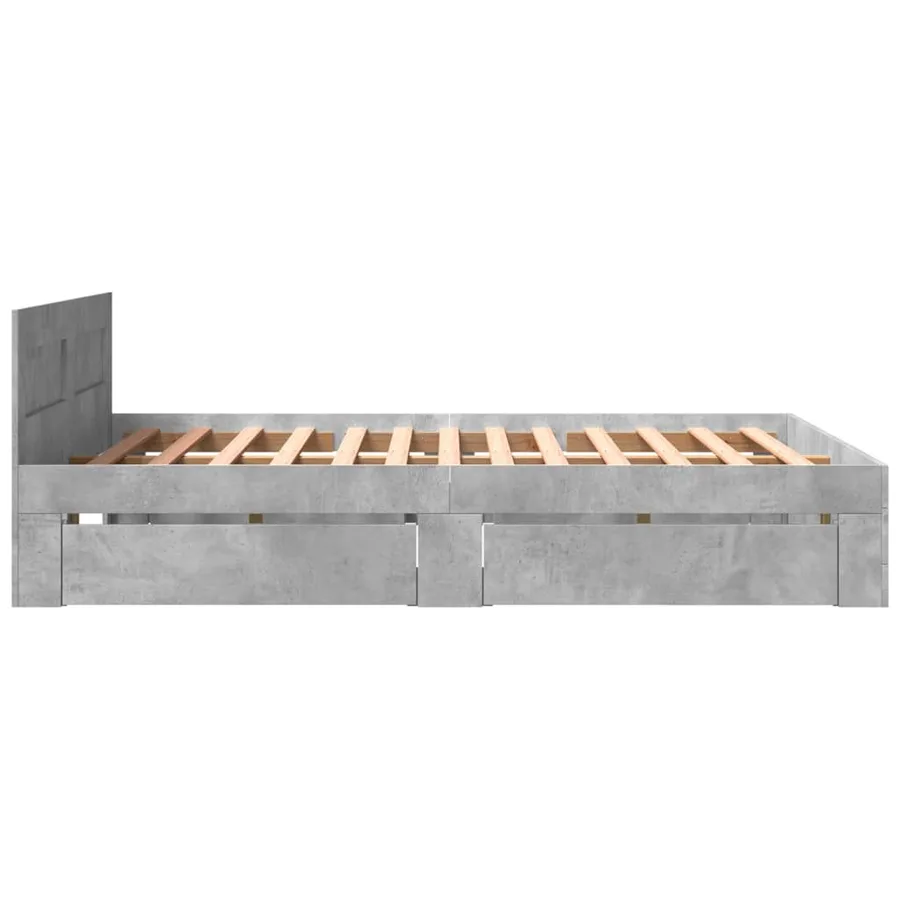Cadre de lit et tête de lit sans matelas gris béton 150x200 cm - 6
