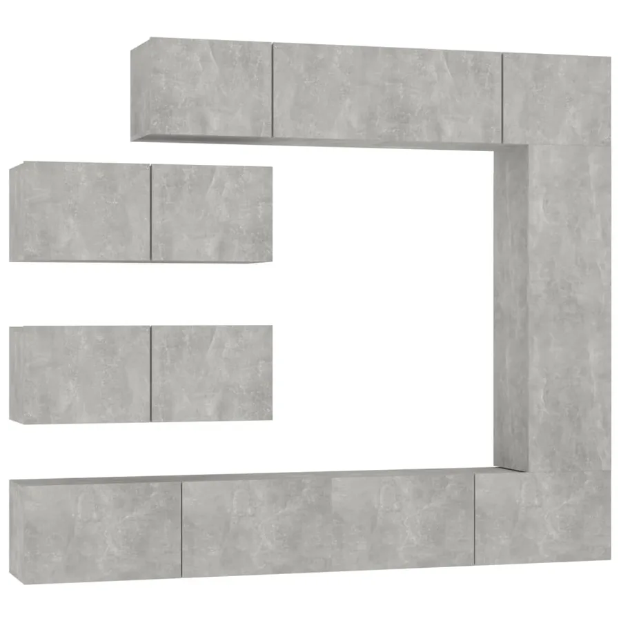 Ensemble de meubles TV 7 pcs Gris béton Bois d'ingénierie - 2