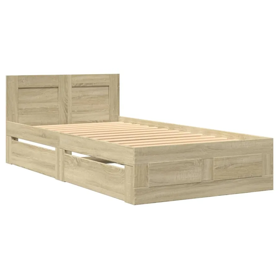 Cadre de lit et tête de lit sans matelas chêne sonoma 90x200 cm - 3