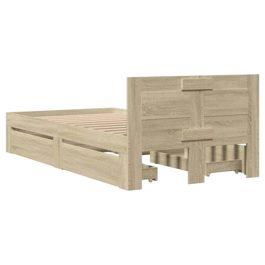 Cadre de lit et tête de lit sans matelas chêne sonoma 90x200 cm - 7