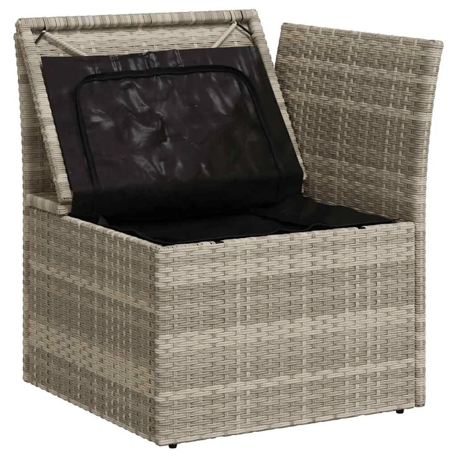 Canapé d'angle de jardin et coussins gris clair résine tressée - 7