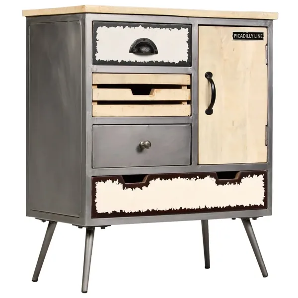 Buffet Bois de manguier massif et acier 65x33x76 cm