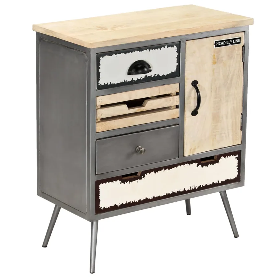 Buffet Bois de manguier massif et acier 65x33x76 cm - 10