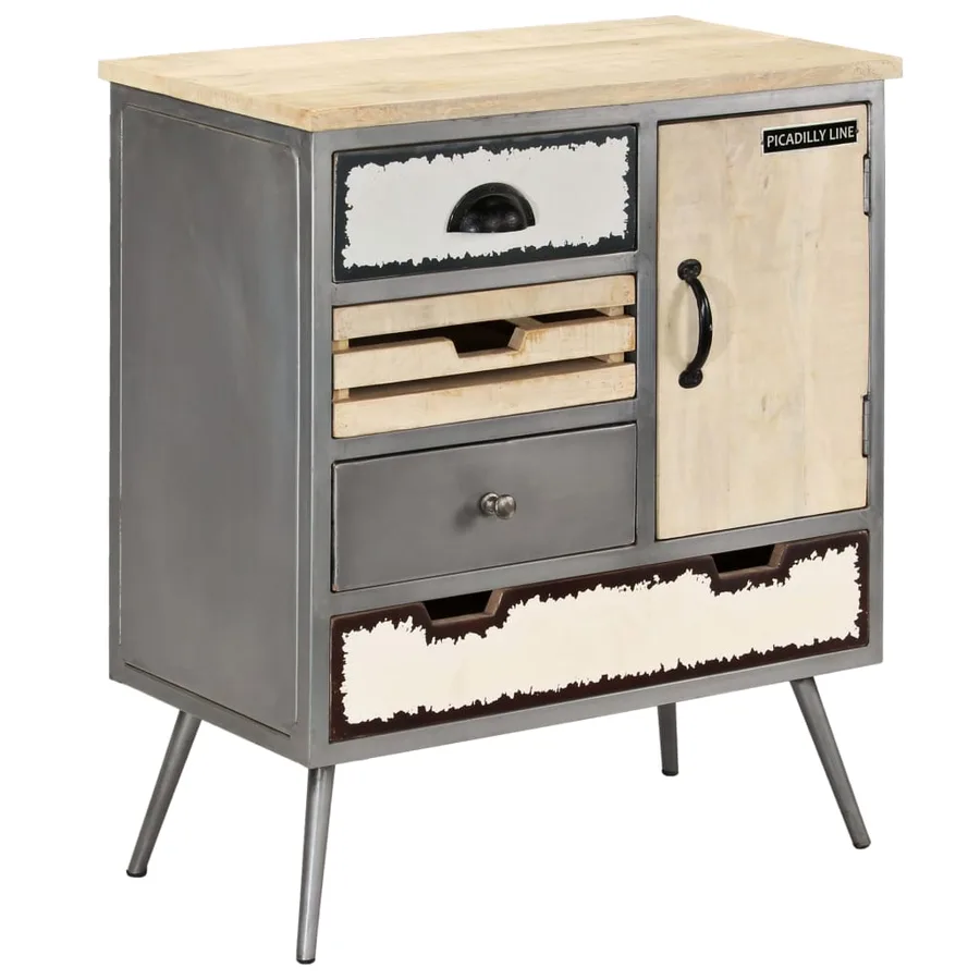 Buffet Bois de manguier massif et acier 65x33x76 cm - 11