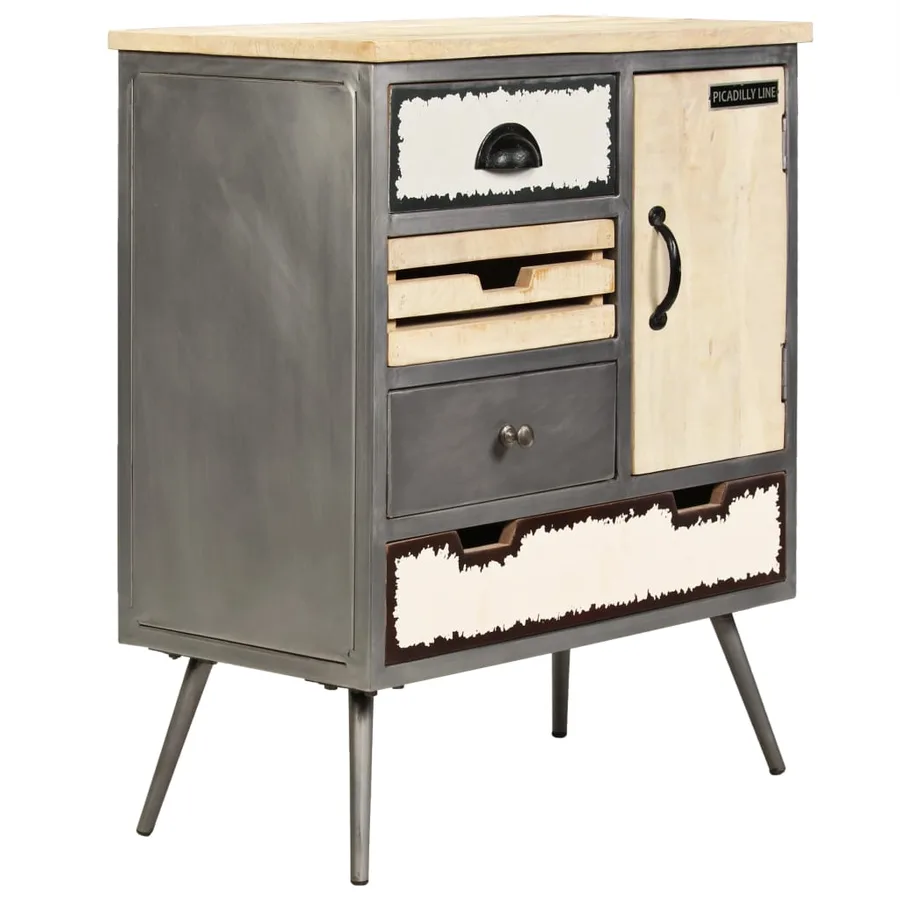 Buffet Bois de manguier massif et acier 65x33x76 cm - 12