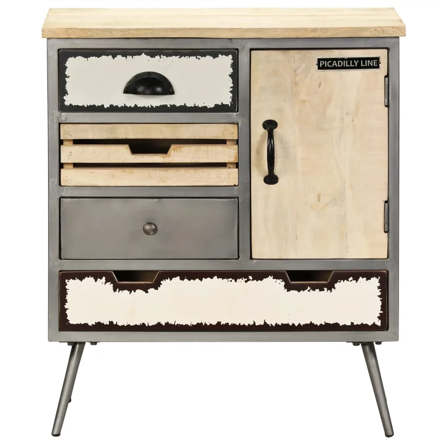 Buffet Bois de manguier massif et acier 65x33x76 cm - 2
