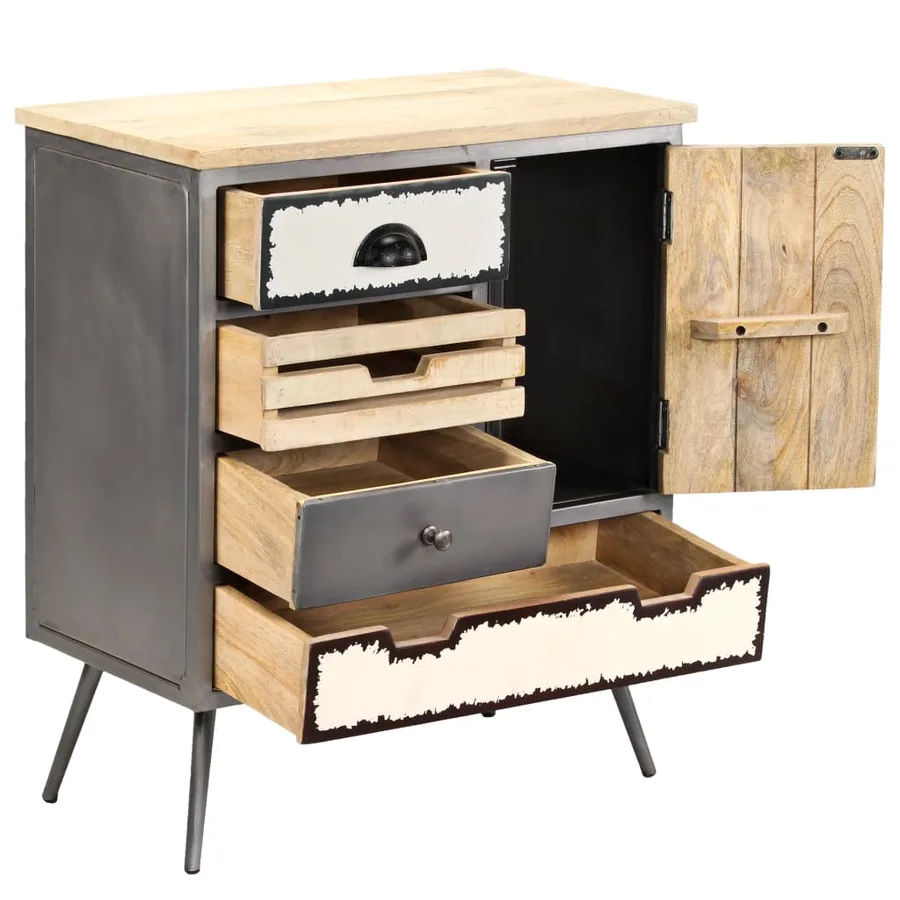 Buffet Bois de manguier massif et acier 65x33x76 cm - 3
