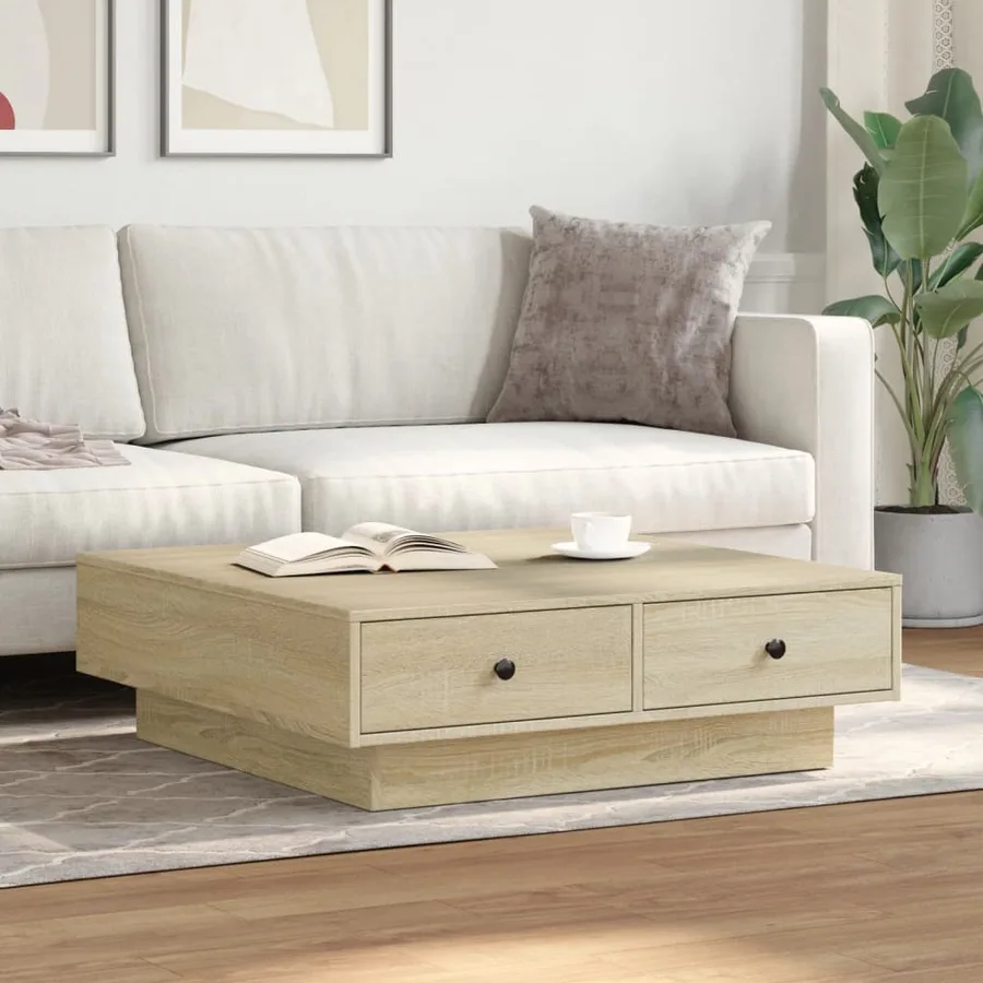Table basse Chêne sonoma 90x90x28 cm Aggloméré - 3