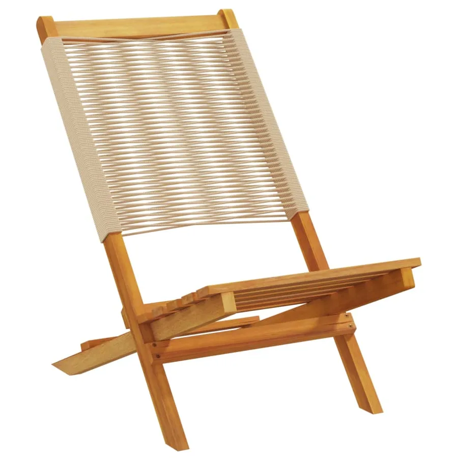 Chaises de jardin pliantes lot de 4 beige bois d'acacia massif - 3