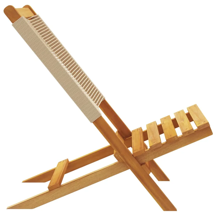 Chaises de jardin pliantes lot de 4 beige bois d'acacia massif - 6