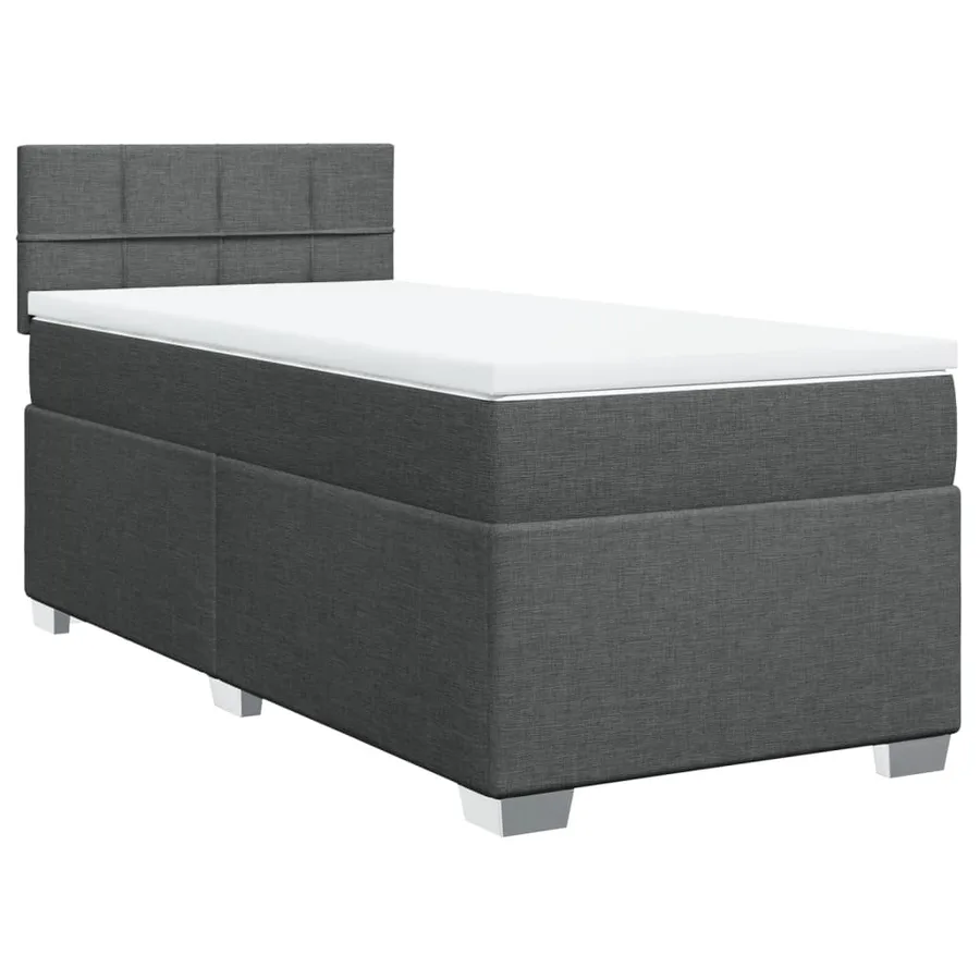 Sommier à lattes de lit et matelas Gris foncé 90x190 cm Tissu - 2