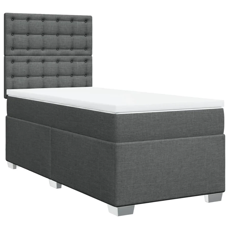 Sommier à lattes de lit et matelas Gris foncé 90x190 cm Tissu - 3