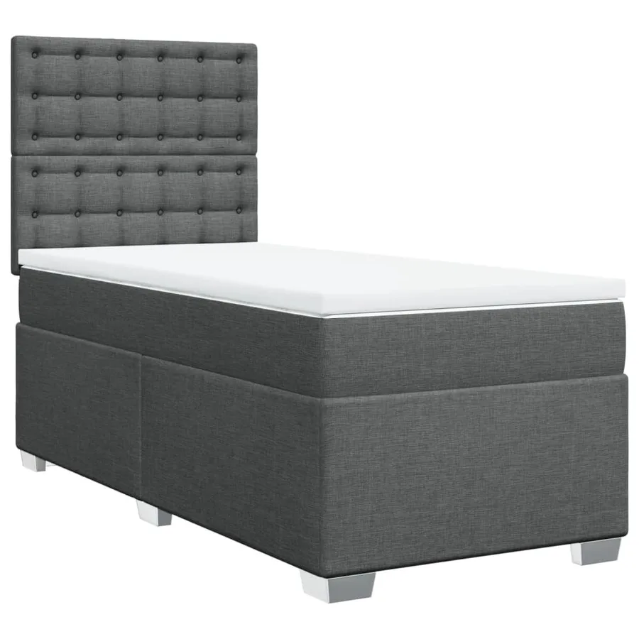 Sommier à lattes de lit et matelas Gris foncé 90x190 cm Tissu - 2