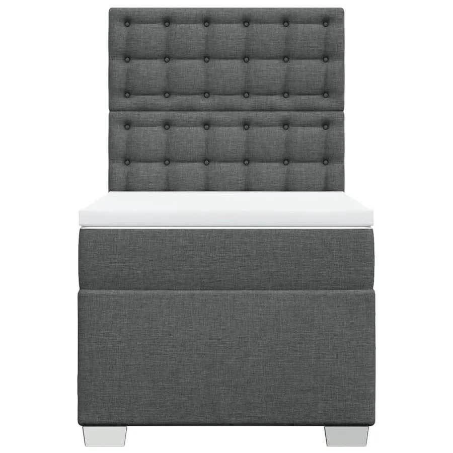 Sommier à lattes de lit et matelas Gris foncé 90x190 cm Tissu - 4