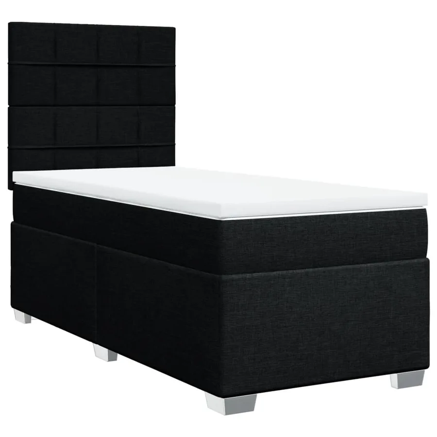 Sommier à lattes de lit avec matelas Noir 90x190 cm Tissu - 3
