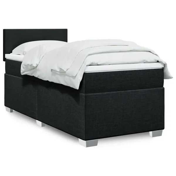 Sommier à lattes de lit avec matelas Noir 90x190 cm Tissu