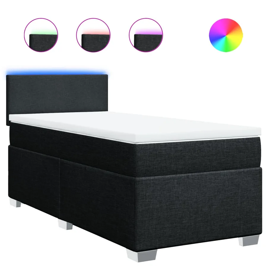 Sommier à lattes de lit avec matelas Noir 90x190 cm Tissu - 2
